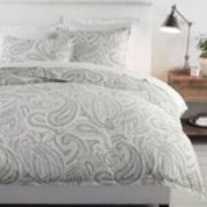 Pottery Barn Darya Paisley Duvet Cover Set Gray King with 2 King Shams 3p Dot